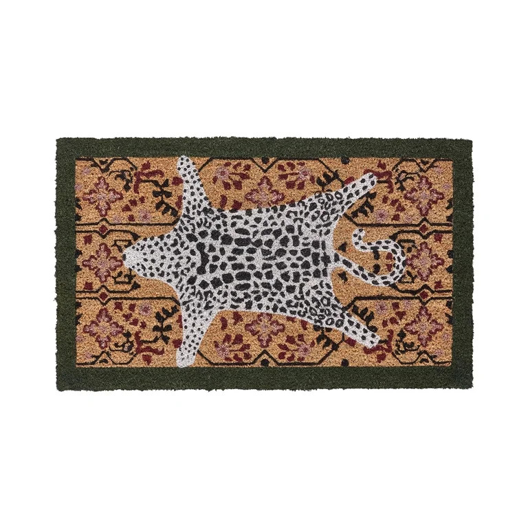 Brown Desert Panther Tribal Spots Outdoor Coir Doormat, 18" x 30" | Walmart (US)