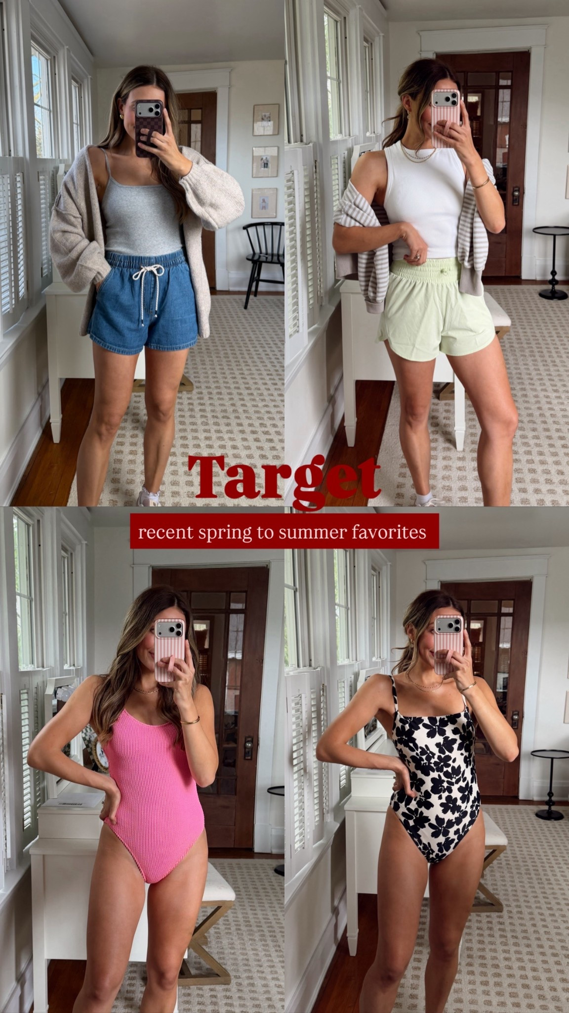 @Target spring to summer favorites all postpartum approved 
Size m tanks 
Size m shorts wish I did a small in denim shorts 
Pink Swim -Size S 
Floral black swim size M
#Target #TargetPartner

#LTKootd #LTKmomlife #LTKSeasonal