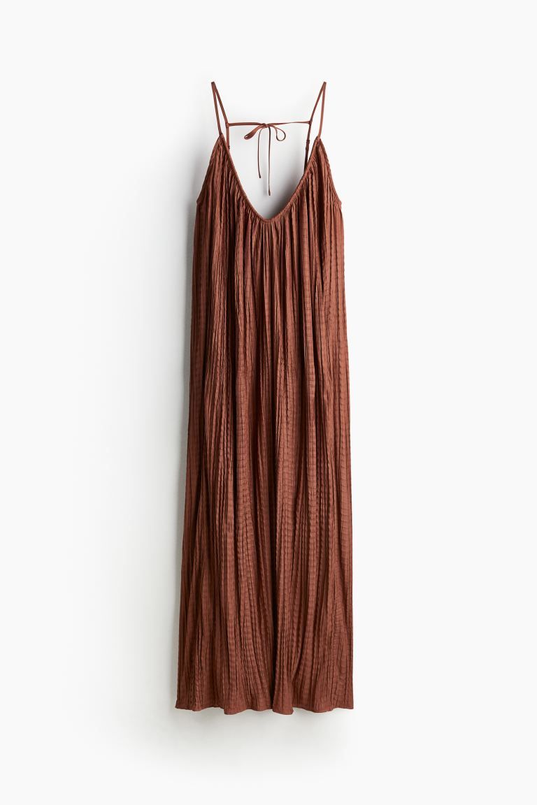 Pleated Camisole Dress - V-neck - Sleeveless - Rust brown - Ladies | H&M US | H&M (US + CA)