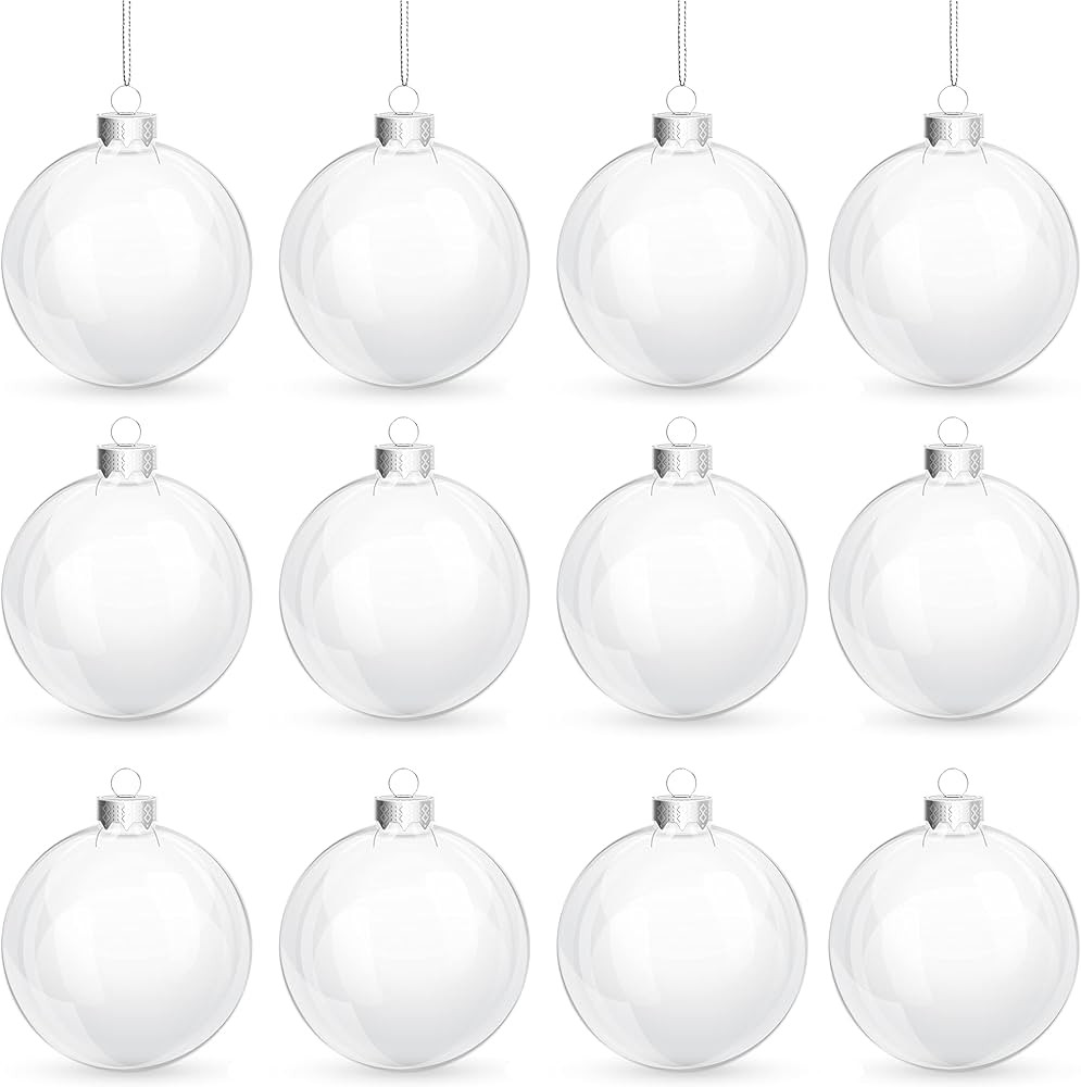 Clear Plastic Ball Ornaments for Crafts Fillable - 12 Pack Bulk, 80mm 3.15" Transparent Shatterpr... | Amazon (US)