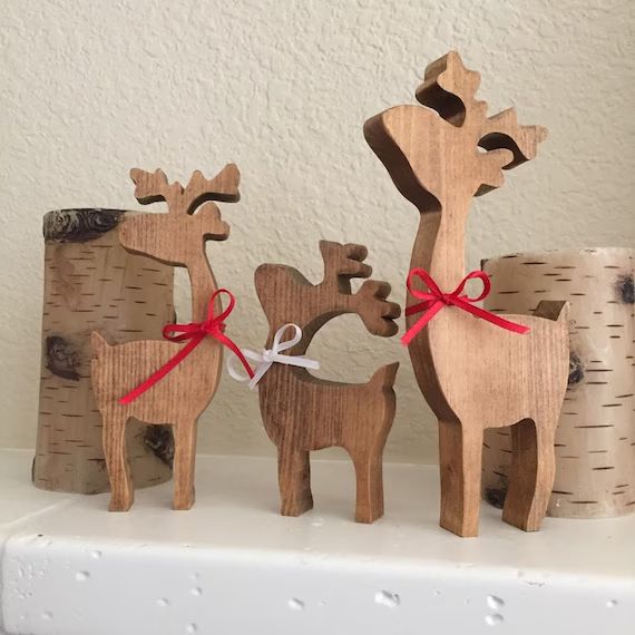 Wood Reindeer, Rustic Wood Reindeer, Reindeer Shelf Decor, Christmas Decor, Rustic Christmas Deco... | Etsy (US)
