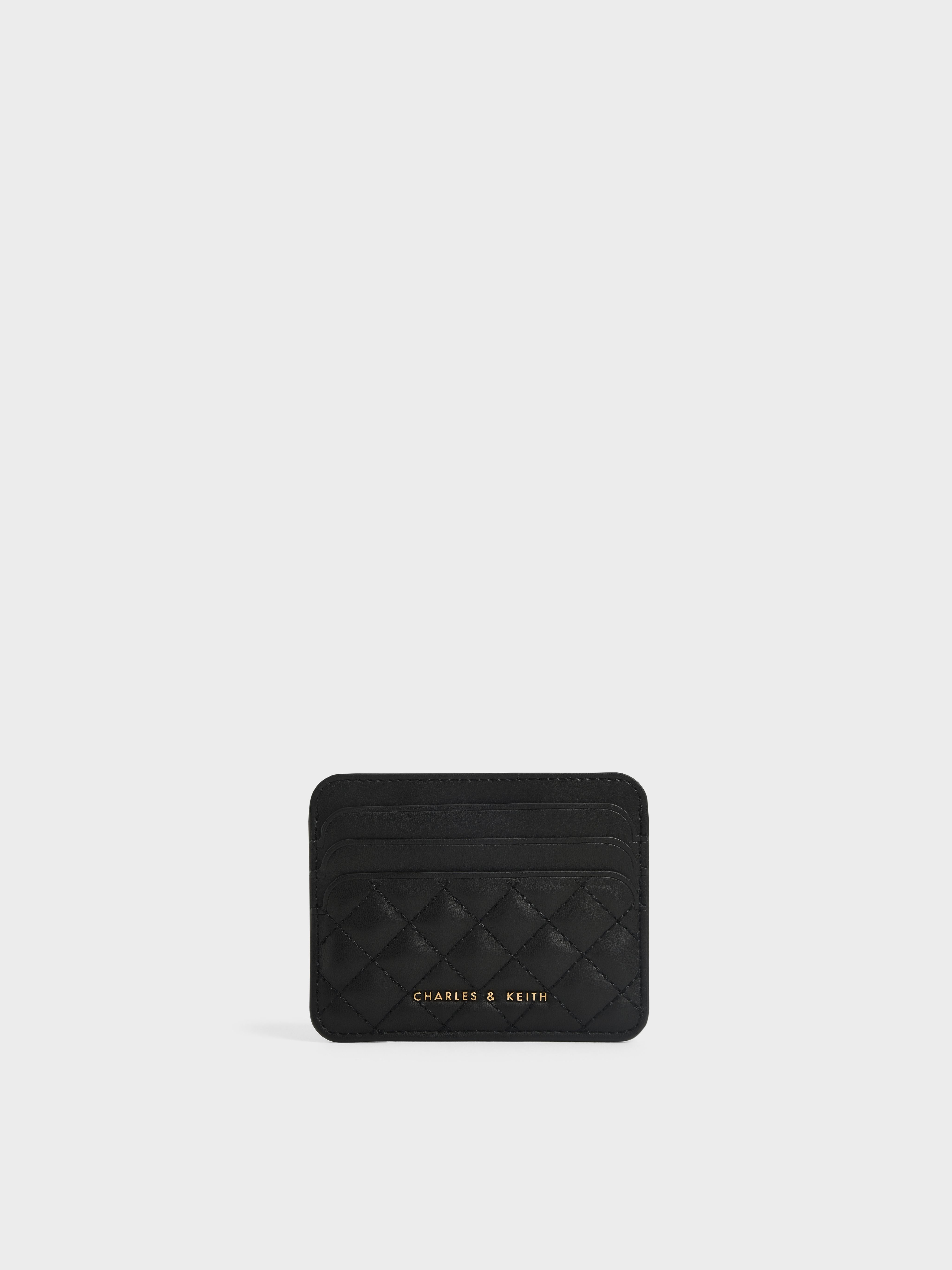 Black Cleo Quilted Card Holder | CHARLES &amp; KEITH | Charles & Keith US