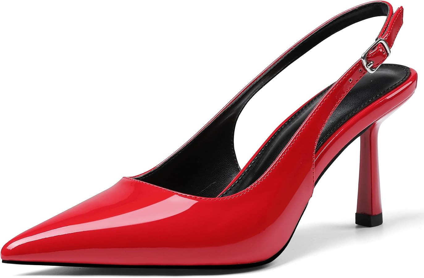 Slingback Heels for Women Closed Pointed Toe Kitten Stiletto Heels with Buckle Comfortable Womens... | Amazon (US)