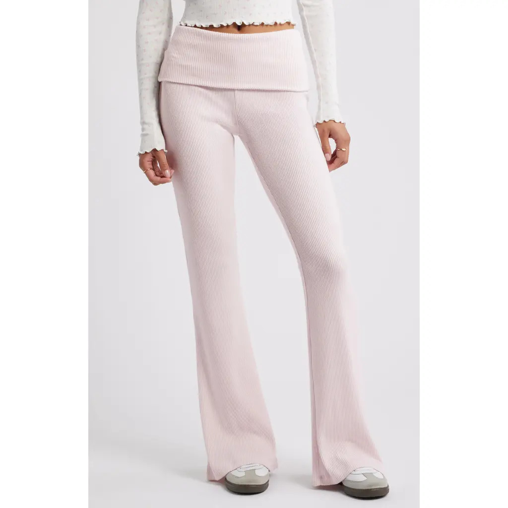 BP. Cozy Flare Rib Pants in Pink Primrose at Nordstrom Rack, Size Medium | Nordstrom Rack