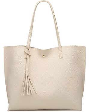 Dreubea Women's Soft Faux Leather Tote Shoulder Bag from, Big Capacity Tassel Handbag | Amazon (US)