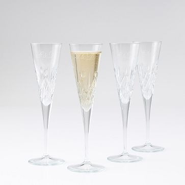 Classic Etched Champagne Flutes, Set of 4 | Mark and Graham