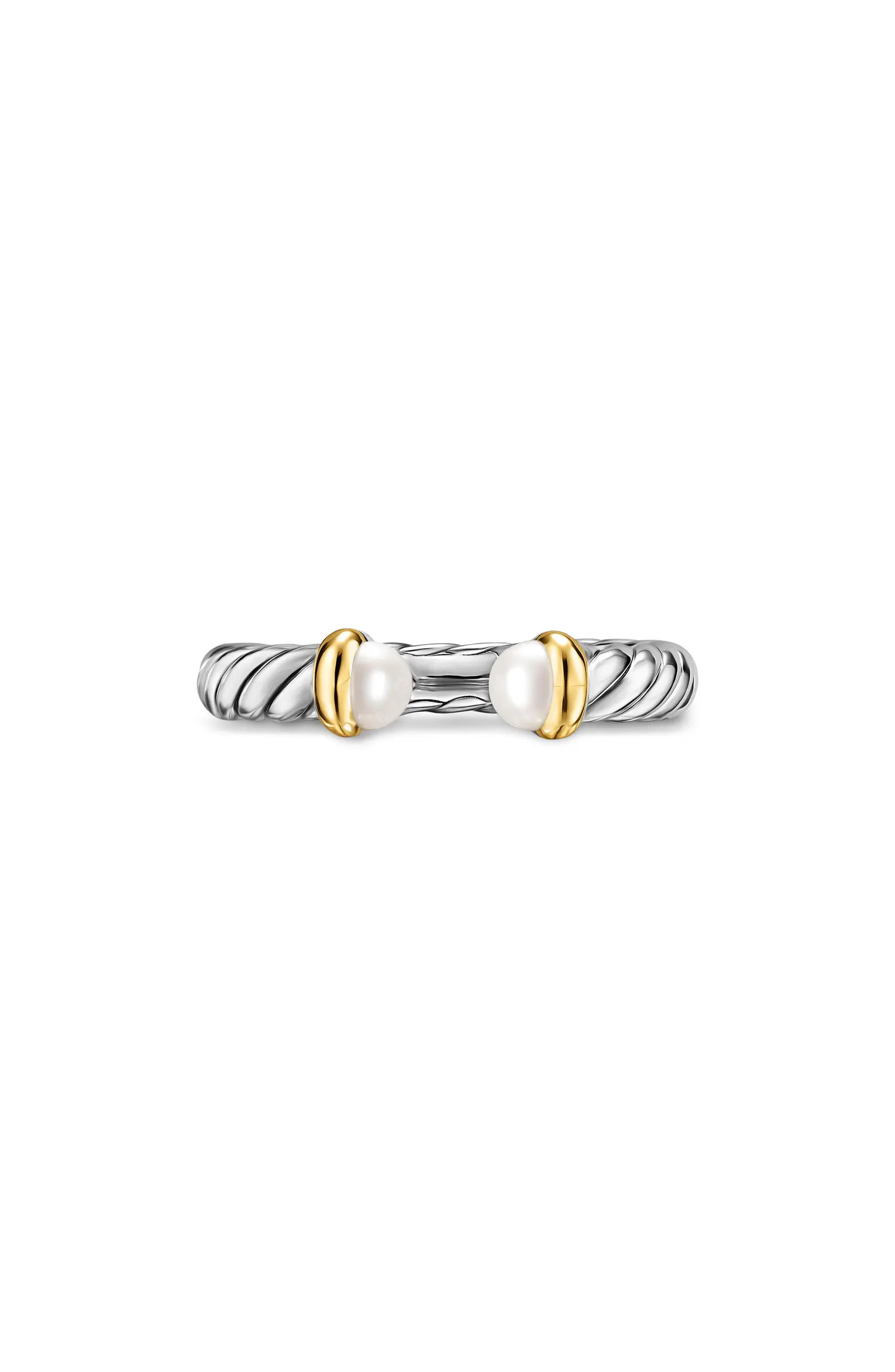 Petite Cable Open Ring in Sterling Silver with 14K Yellow Gold, 3.4mm | Nordstrom