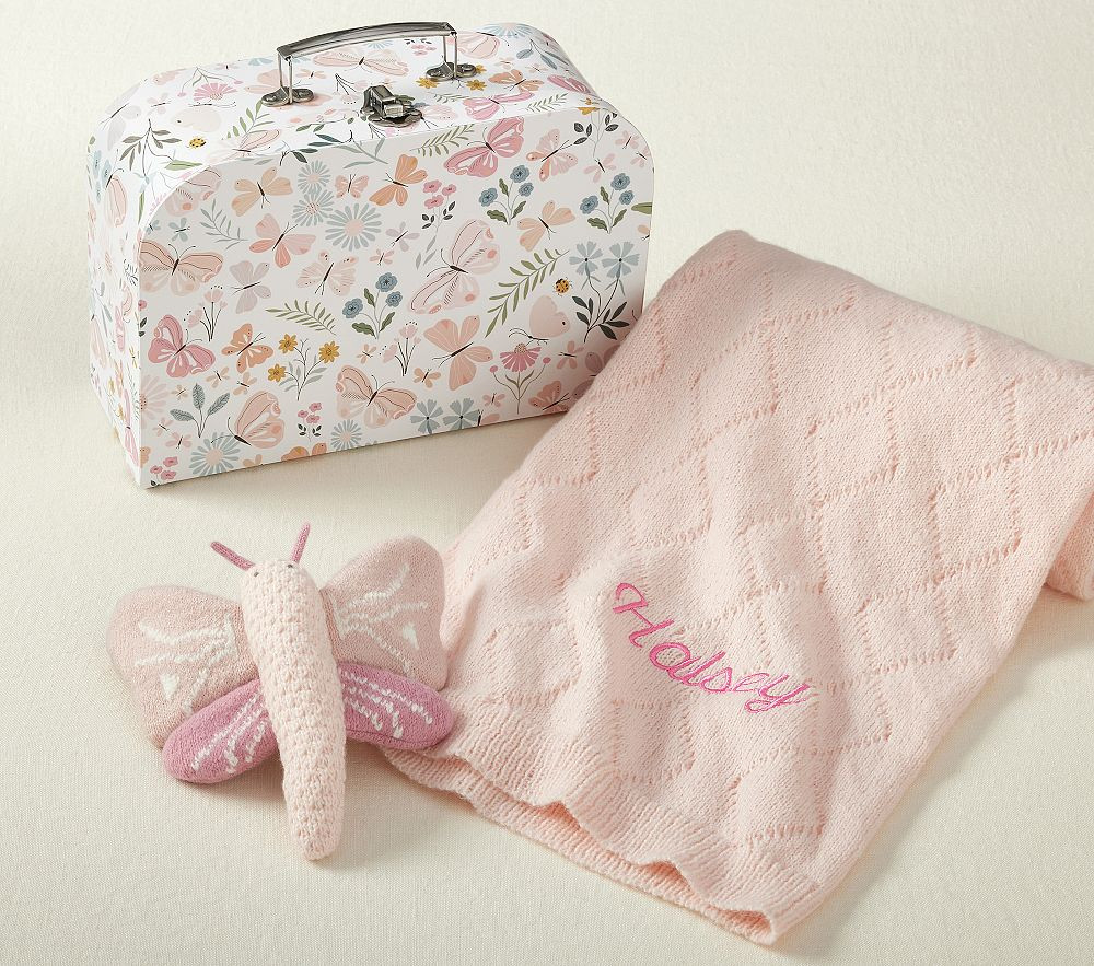 Wildflower Butterfly Baby Blanket & Rattle Gift Set | Pottery Barn Kids