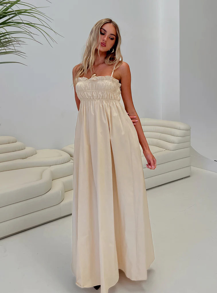 Love All Around Maxi Dress Cream | Princess Polly US