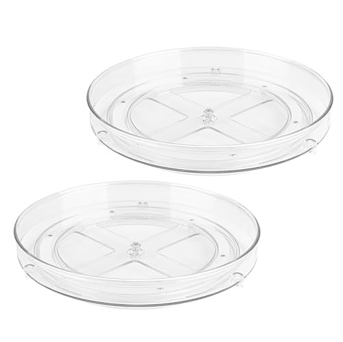Clear Lazy Susan Organizer - 2PK - 9 Inch - Turntable Organizer - Acrylic Lazy Susan Organizer for Cabinet, Kitchen, Pantry, Fridge & Bathroom - Lazy Susan for Refrigerator - Vanity Countertop | Amazon (US)