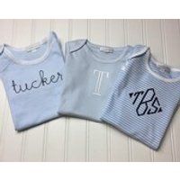 Monogrammed bodysuit, monogrammed newborn outfit, monogrammed baby gift, personalized baby shower gift set, newborn photo outfit | Etsy (US)