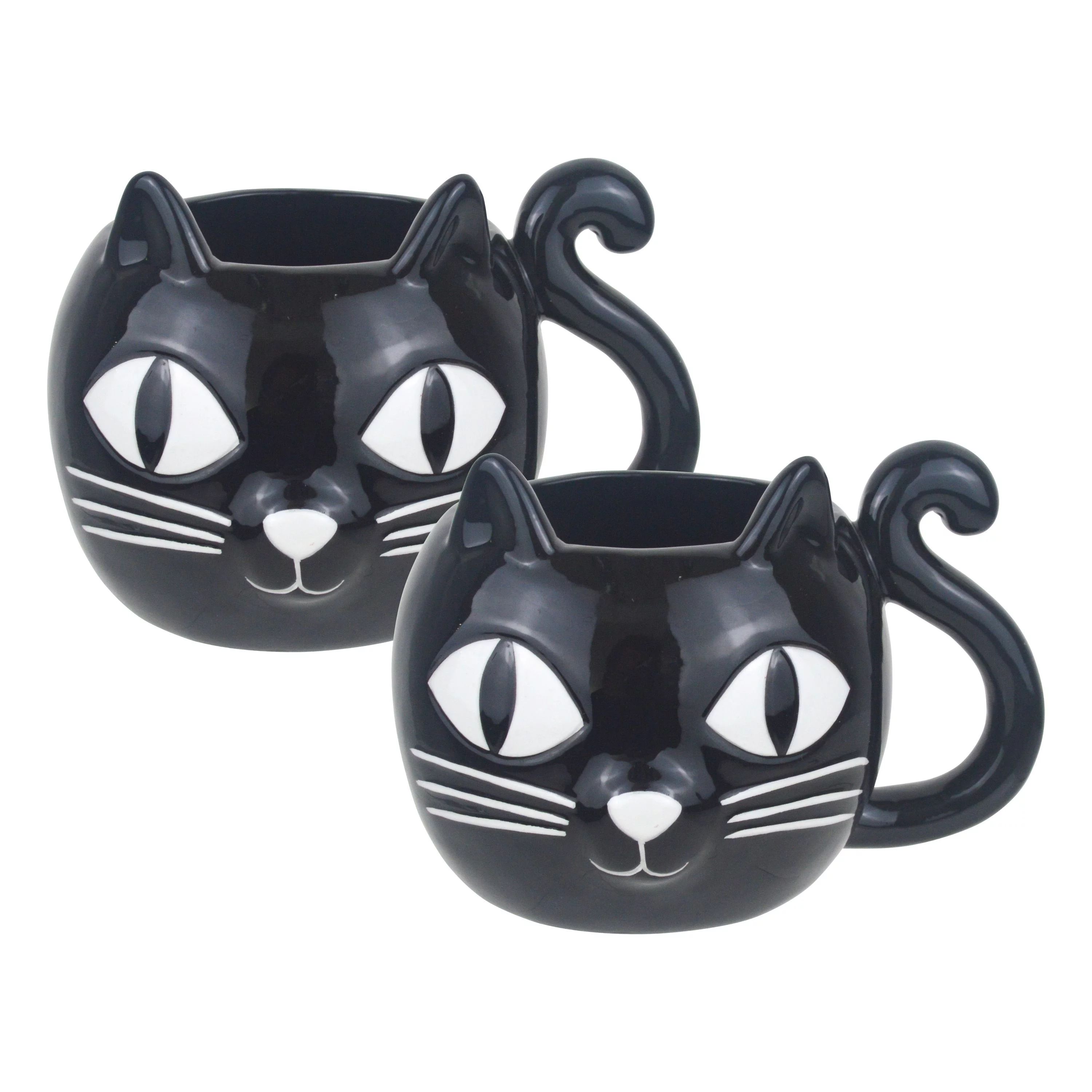 Way To Celebrate Halloween 2pk Cat Ceramic Mug, 15oz - Walmart.com | Walmart (US)
