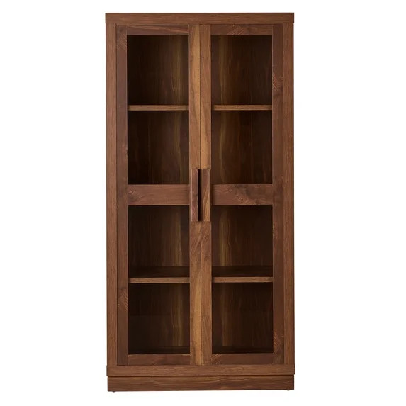 Better Homes & Gardens Ezra Glass Door Storage Accent Cabinet, Warm Walnut finish | Walmart (US)