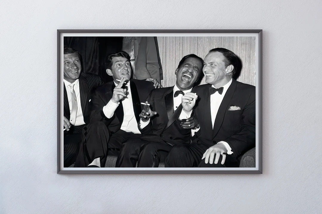 The Rat Pack Poster, Dean Martin, Sammy Davis Jr and Frank Sinatra, Vintage Wall Art, Black and W... | Etsy (US)