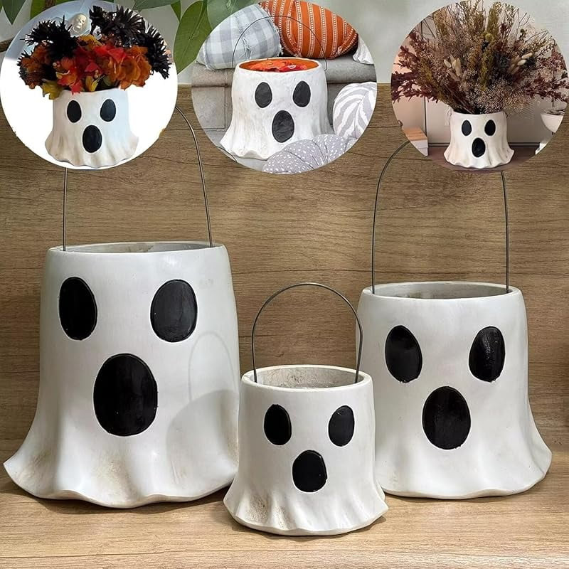 PULANLA Halloween Ghost Vase & Planter Pot Set - Spooky Ghost Bucket Decor for Indoor Halloween D... | Walmart (US)