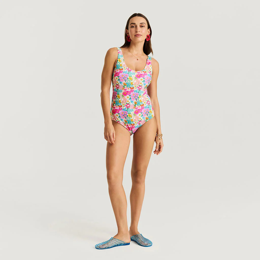 Floral Pink Women's Reversible One Piece Swimsuit | Margie | Posh Peanut