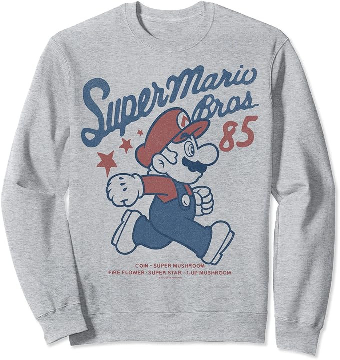 Nintendo Super Mario Bros '85 Vintage Stars Sweatshirt | Amazon (US)