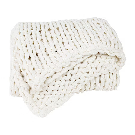 Casual Comfort Chunky Midweight Throw, One Size, Beige | JCPenney