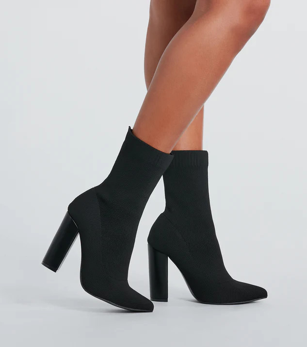 Style Points Knit Block Heel Booties | Windsor Stores