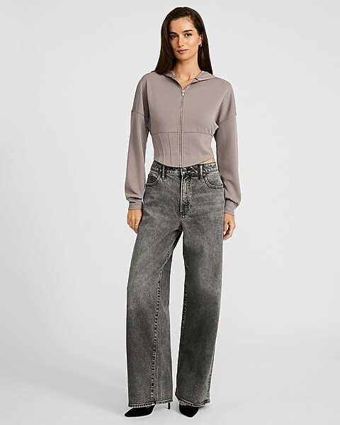 Corset Zip Front Hooded Jacket | Express