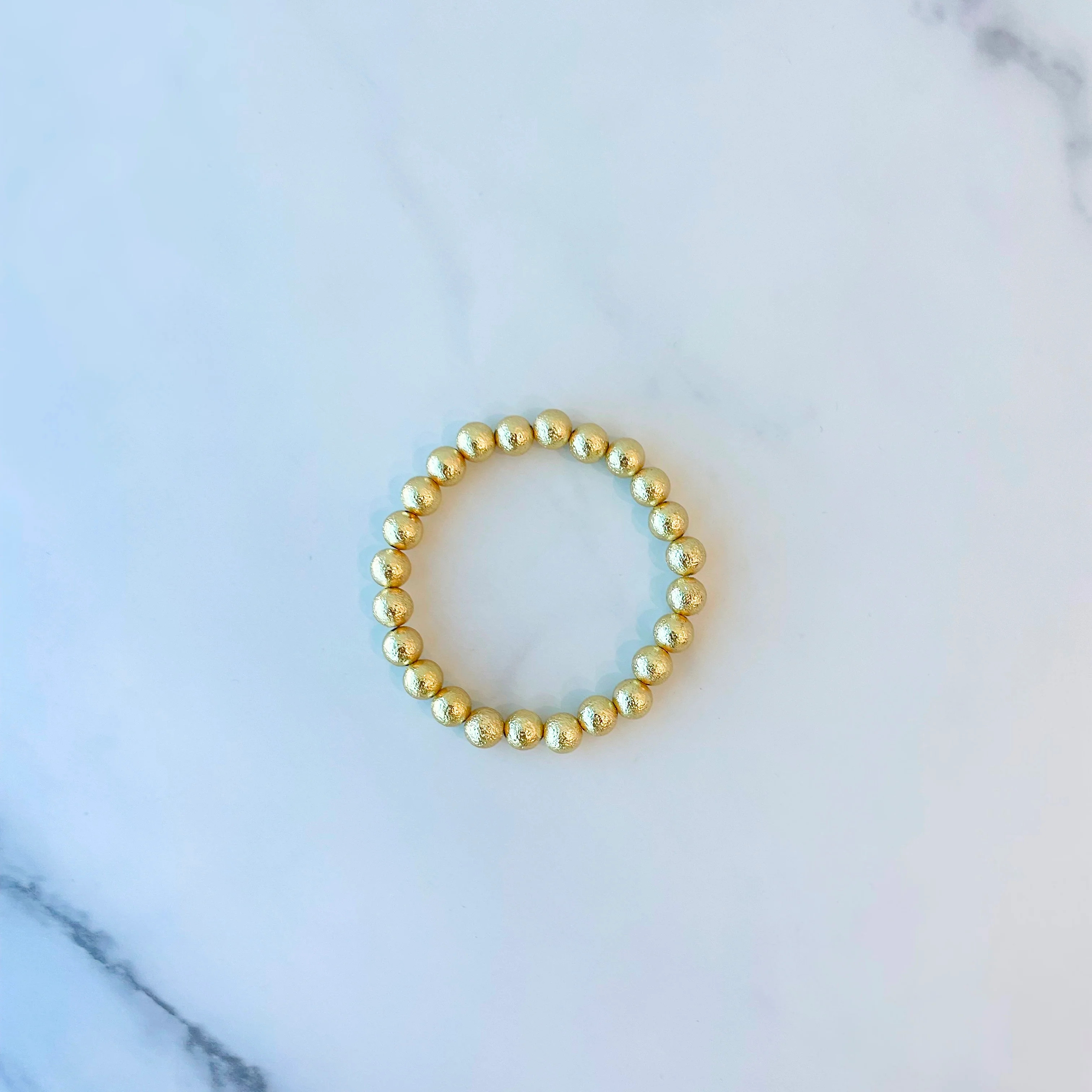 Brushed Stainless Steel Gold Beaded Bracelet | Golden Thread