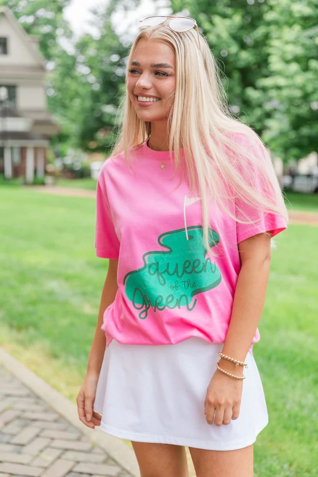 Queen of the Green Hot Pink Oversized Graphic Tee | Pink Lily