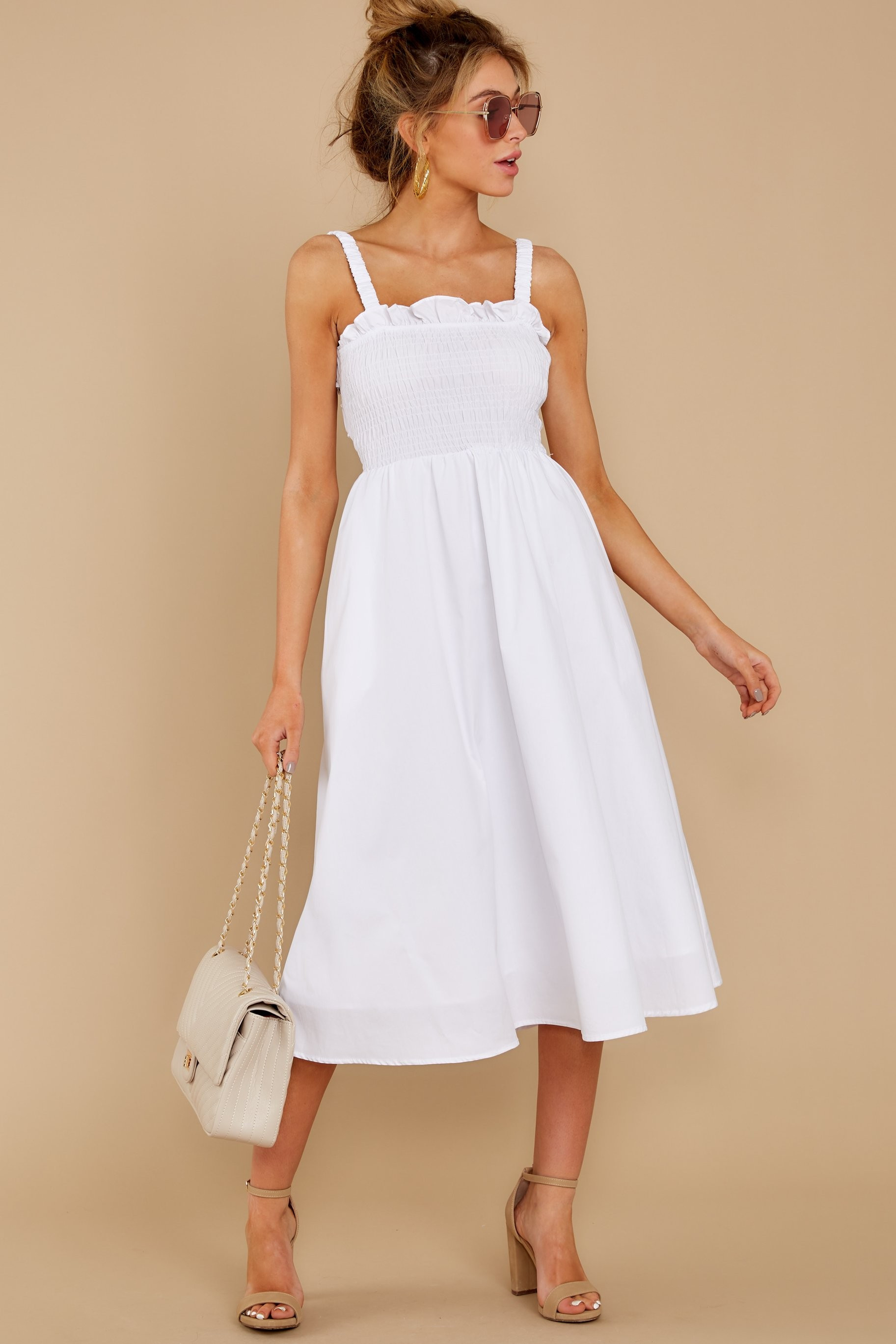 Right This Way White Midi Dress | Red Dress 