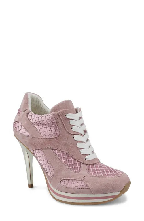 Candie's Lace-Up Platform Pump in Pink Suede at Nordstrom, Size 8 | Nordstrom