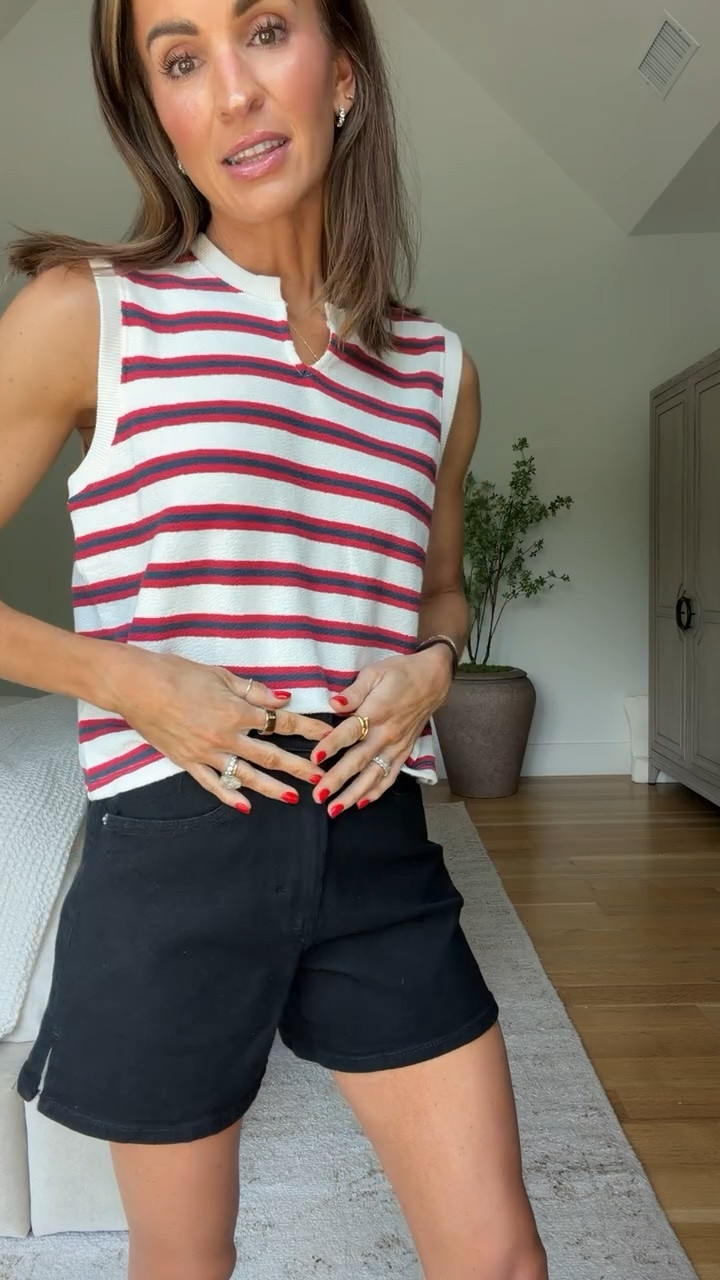 Striped tank + denim shorts are sole of latest target finds and I LOVE them both! 🙌🏼