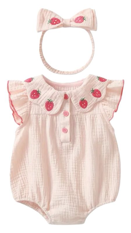 Strawberry baby girl bubble, baby girl summer outfit, temu baby girl clothes, grandmillennial baby clothes, classic baby girl clothes 

#LTKBaby #LTKFindsUnder50 #LTKFindsUnder100