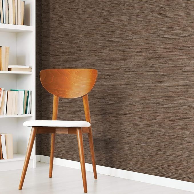 RoomMates RMK11312WP Brown Faux Grasscloth Non-Textured Peel and Stick Wallpaper | Amazon (US)