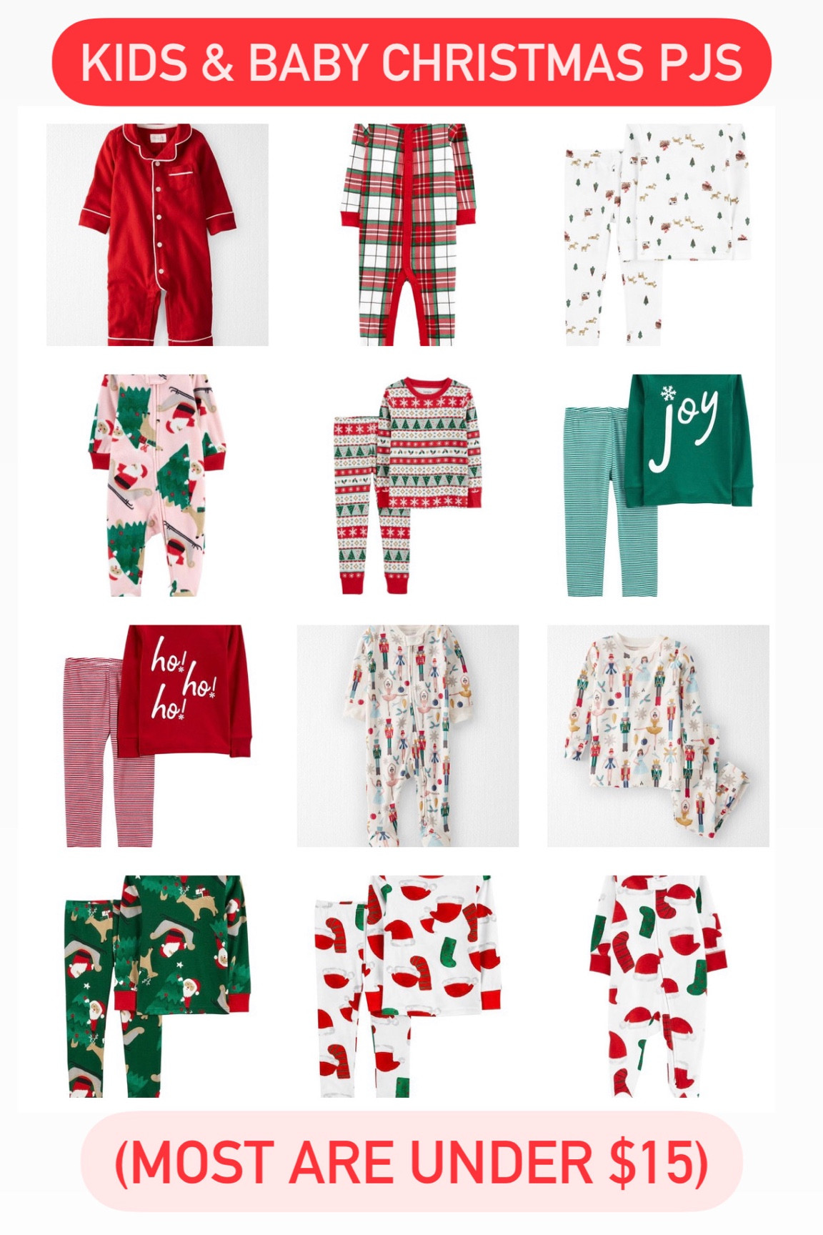 Kids and baby Christmas pajamas on sale 