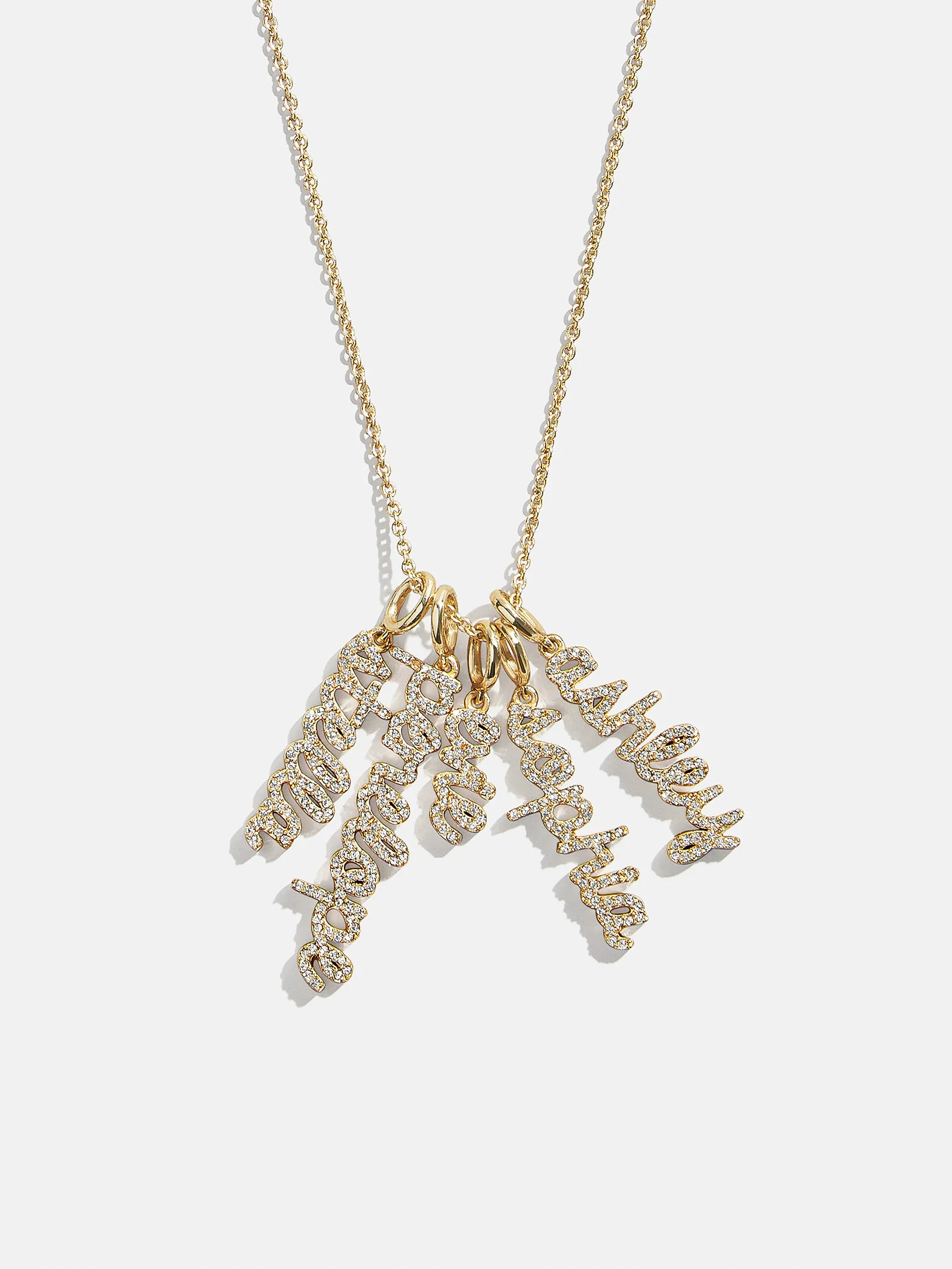 Mini Pavé Script Cluster Custom Nameplate Necklace - 5 Names | BaubleBar