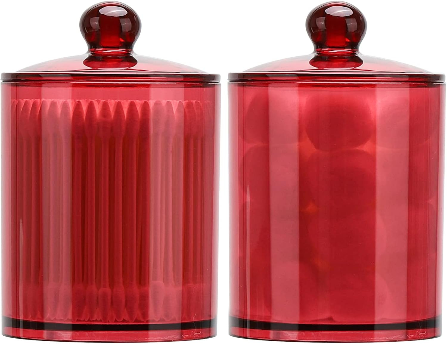 Tbestmax 12-Ounce Qtip Holder Bathroom Organizer Storage Containers, Plastic Apothecary Jars with... | Amazon (US)