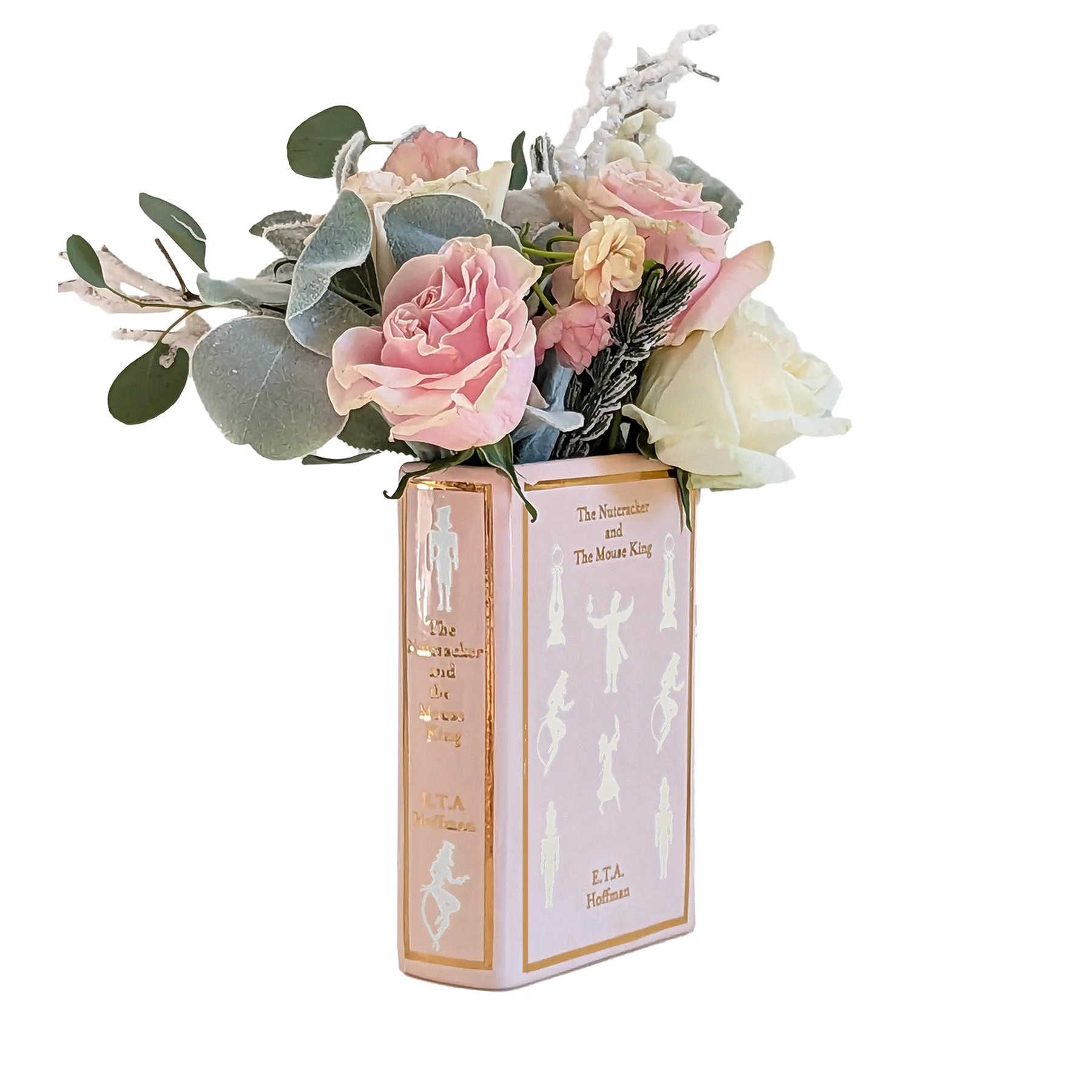 Christmas Classics Book Vase- The Nutcracker and the Mouse King in Pin | Ruby Clay Company