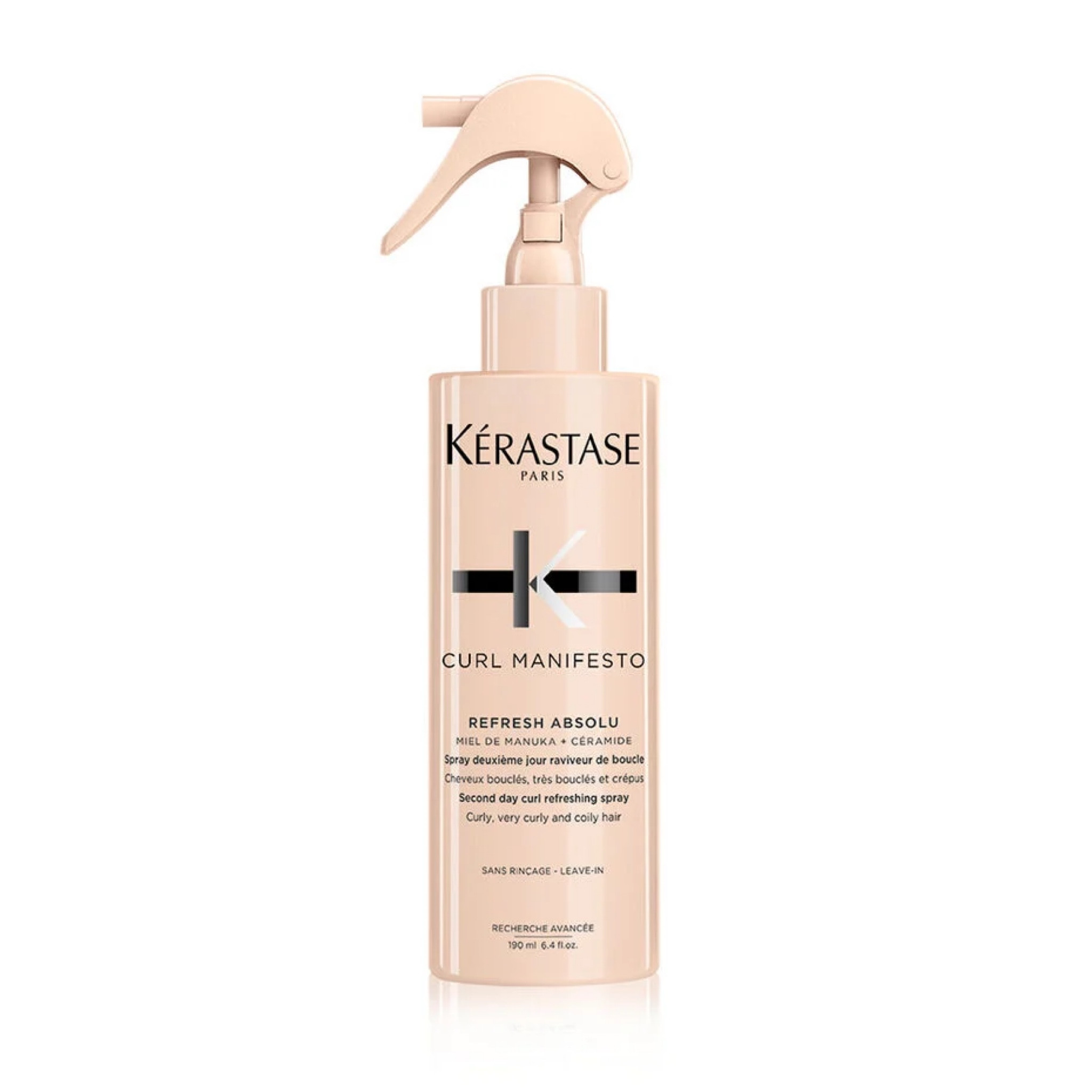 Second day curl refreshing spray for coily, curly and very curly hair.