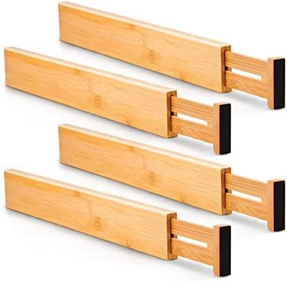 Amazon.com: Utoplike 4 pcs Bamboo Kitchen Drawer Dividers(16.8-21.8IN),Adjustable Drawer Organize... | Amazon (US)