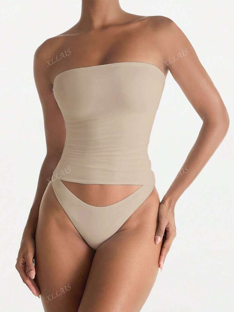 XLLAIS Sexy Trägerloses Basis Top Mit Mode Solider Elastischer Slim Fit Röhren Top Für Frauen Zum Ganzjährigen Tragen | SHEIN
