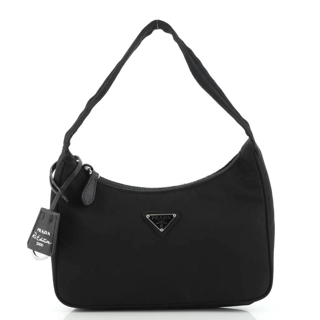Prada Re-Edition 2000 Hobo Tessuto Mini Black 1362001 | Rebag