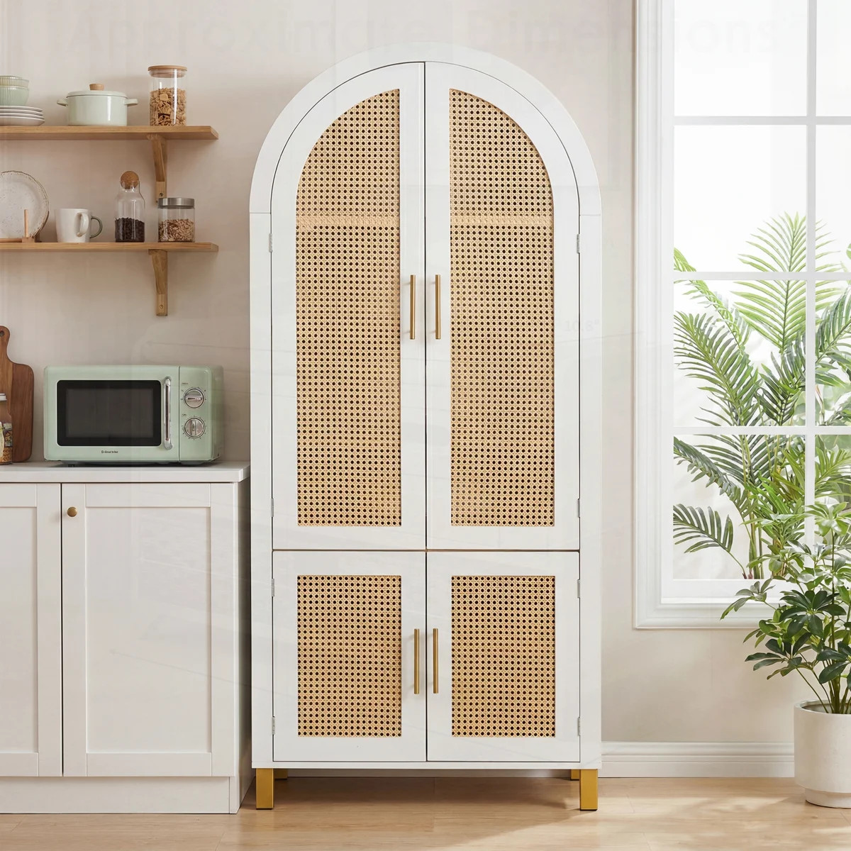 Tall Arched Cabinet with Rattan Doors & Adjustable Shelves, Perfect for Modern Farmhouse Storage ... | Wayfair North America