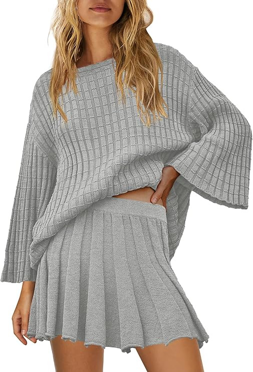 SENSERISE Fall Sweater Sets Skirt Sets Women 2 Piece Outfits Long Sleeve Top and Skirts Set Loung... | Amazon (US)