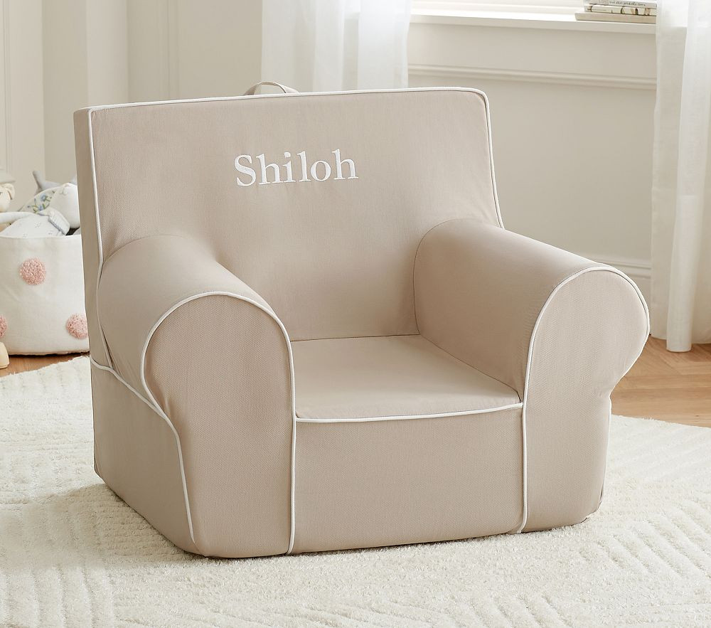 Anywhere Chair®, Oatmeal with White Piping | Pottery Barn Kids