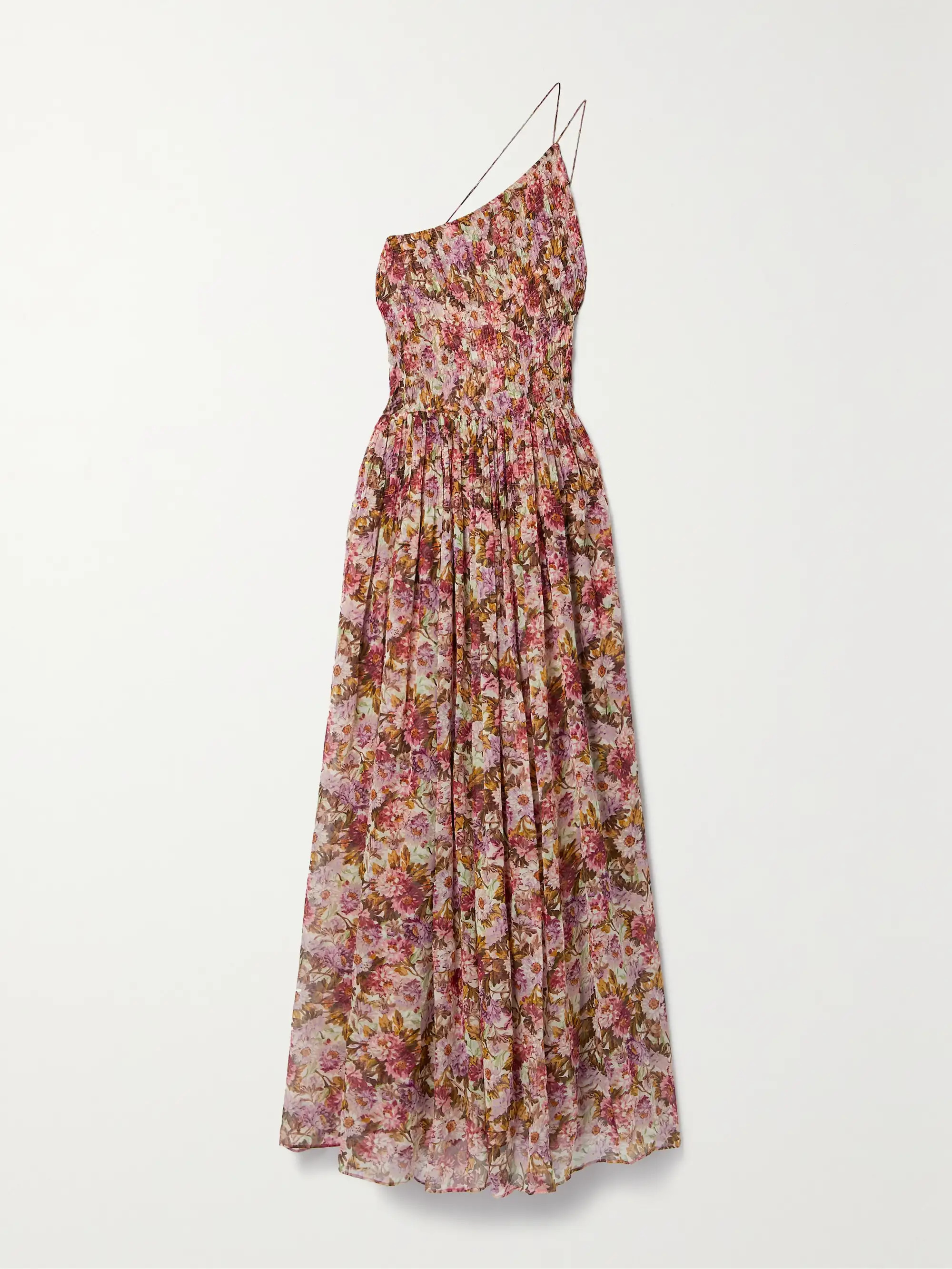 Felicity one-shoulder shirred floral-print silk-gauze maxi dress | NET-A-PORTER (US)