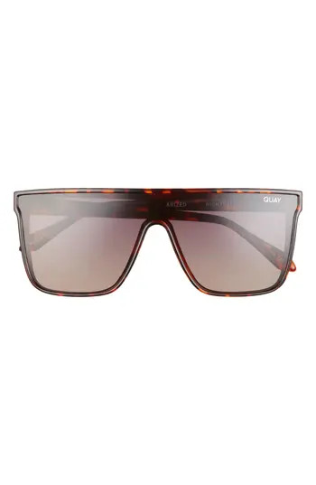 QUAY Nightfall Medium 138mm Shield Sunglasses in Tort /Browndnu at Nordstrom Rack | Nordstrom Rack