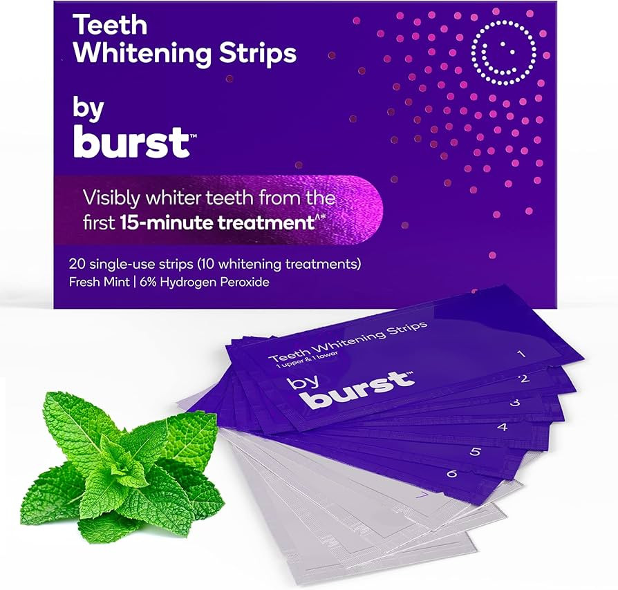 BURST Sensitive Teeth Friendly Whitening Strip Kit (Mint + Coconut) | 10 Treatments with No-Slip ... | Amazon (US)