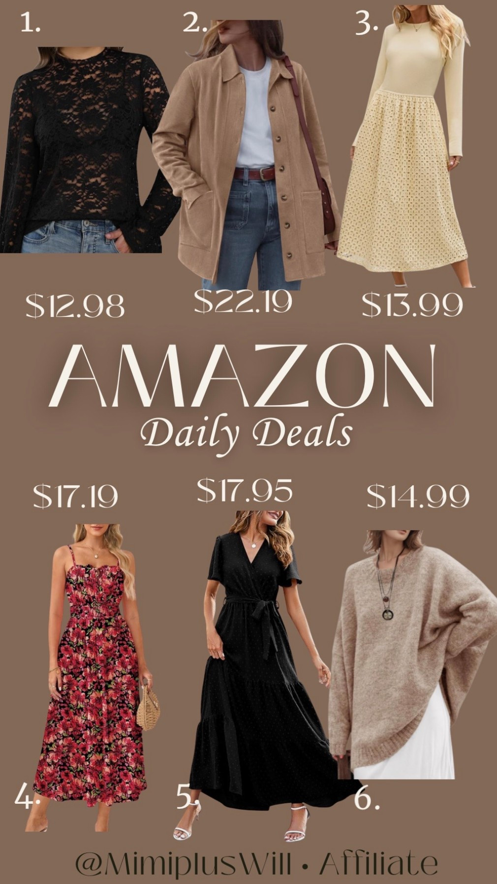 Amazon daily deals! Use the codes listed below for a limited time!

1. J9A5V9GW
2. 408DWZBL
3. ZV7LMMY6
4. 2Z6BWGJB
5. SMFZC64R
6. VM6ZOGYD

Amazon deals | wrap dress | spring dress | wedding guest | vacation | sweater | suede jacket 
Follow @mimipluswill for more!

#LTKSeasonal #LTKFindsUnder50 #LTKSaleAlert