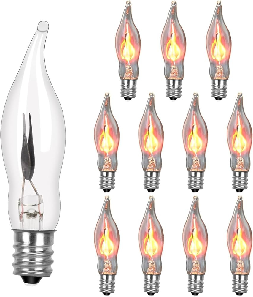 Christmas Flicker Flame Light Bulbs, Crystal Clear Flame Tip Candelabra Bulbs, Flickering Replace... | Amazon (US)