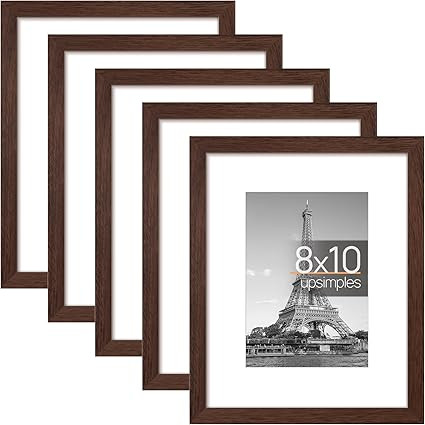 upsimples 8x10 Picture Frame Set of 5, Display Pictures 5x7 with Mat or 8x10 Without Mat, Wall Ga... | Amazon (US)