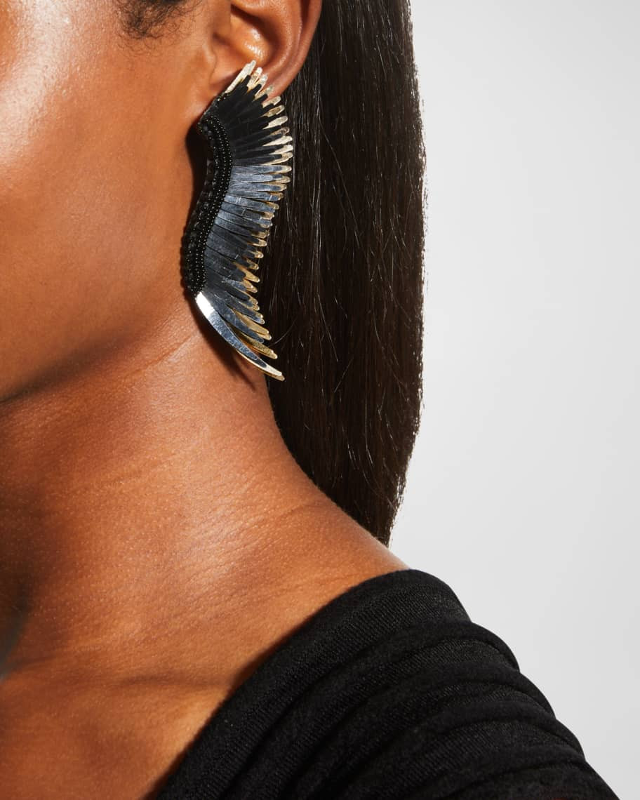 Madeline Beaded Statement Earrings, Black/Golden | Neiman Marcus