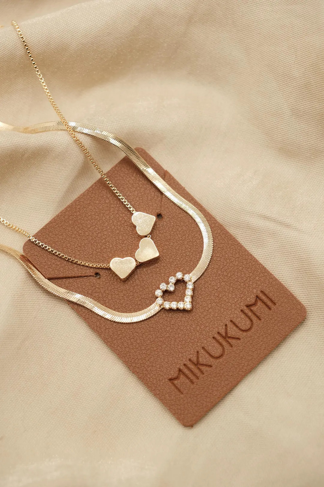 Triple Heart Necklace, 18K Gold Filled Necklace, Layered Herringbone Heart Necklace, Stacking Nec... | Etsy (US)